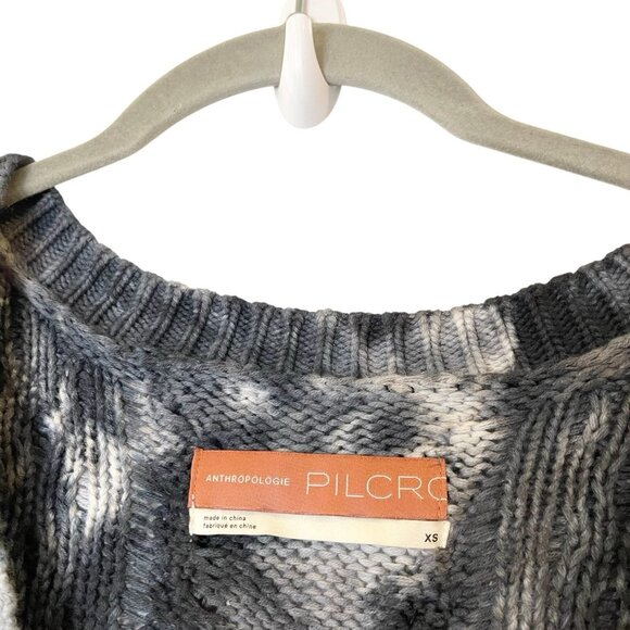 Anthropologie Pilcro Joni Tie-Dye Chunky Cable Knit Sweater Navy Blue White XS - Picture 7 of 9